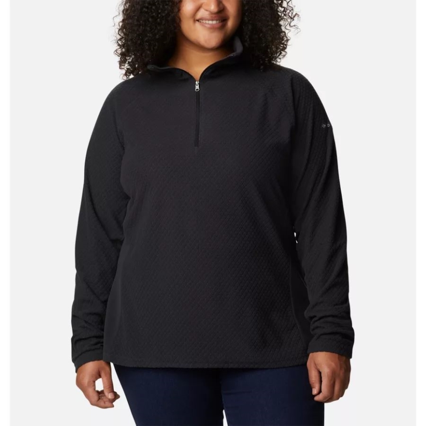 レディース グレイシャル Iv プリント ハーフジップ プルオーバー プラスサイズ コロンビア ブラック キルト パターン/ブラック