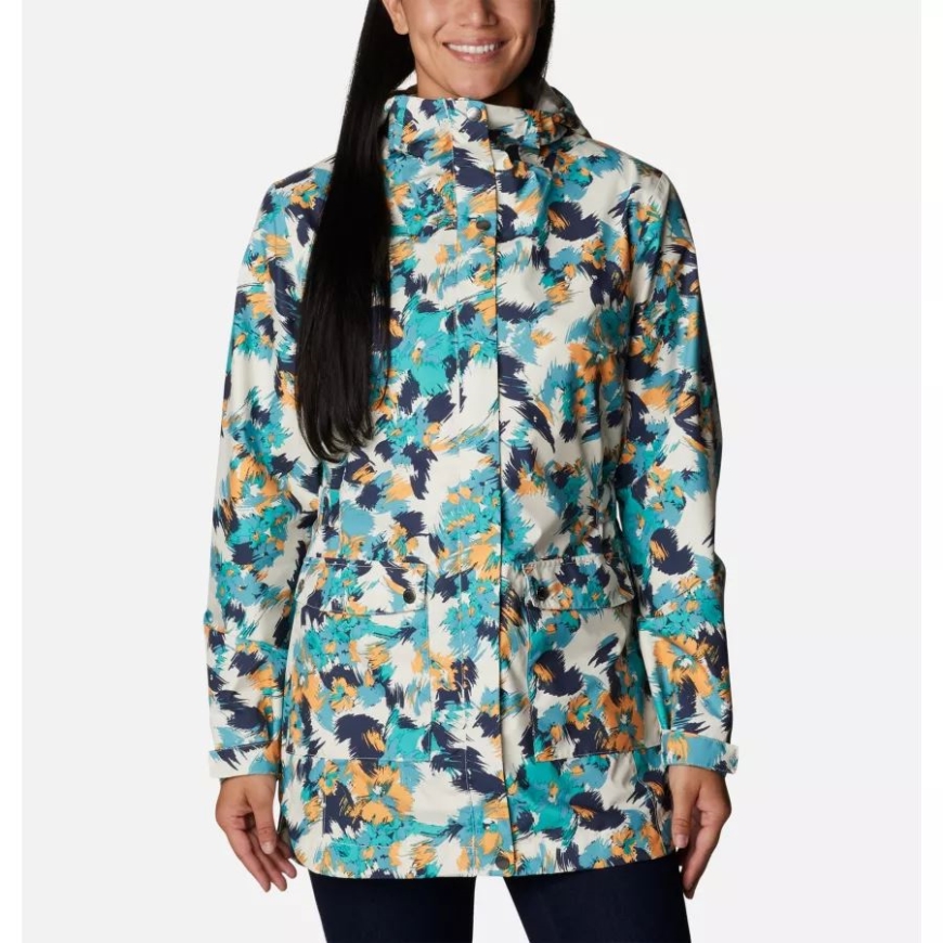 レディース あちこち トレンチ ジャケット チョーク タイフーン ブルーム マルチプリント コロンビア