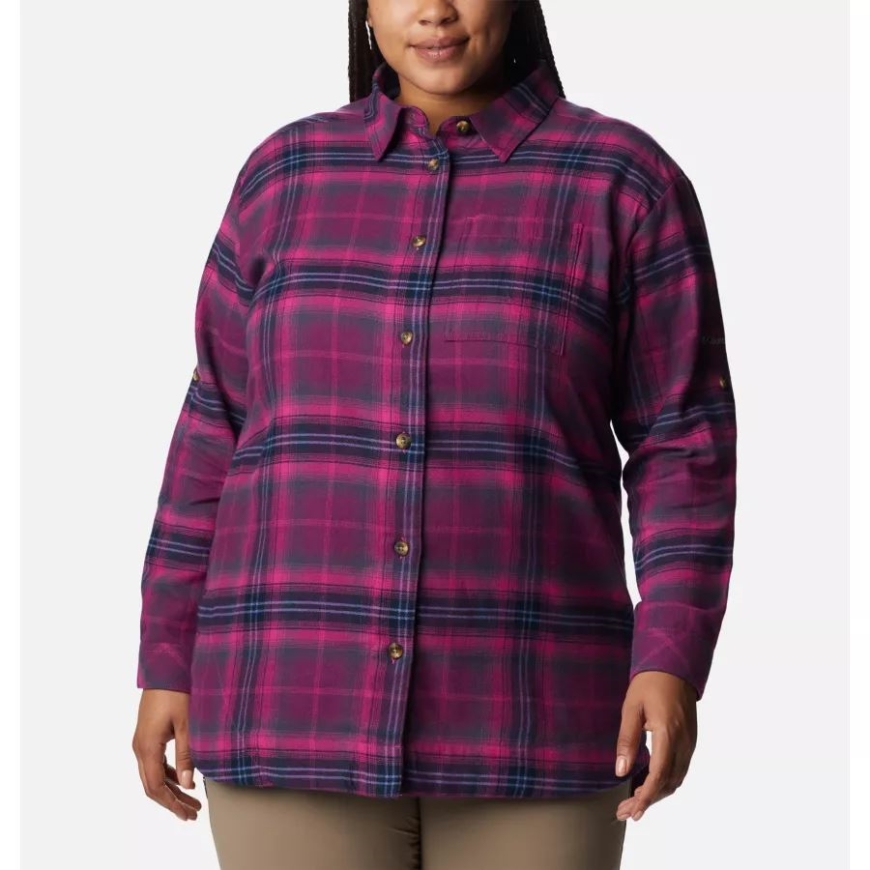 レディース ヒイラギ ハイダウェイ フランネル シャツ プラスサイズ コロンビア ワイルド フクシア マルチ タータン