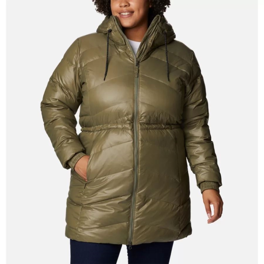 レディース アイシー ハイツ Ii ダウン ミッド ジャケット プラス サイズ コロンビア ストーン グリーン ガンメタル