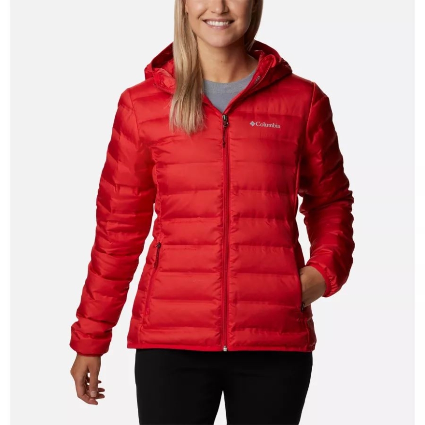 レディース レイク 22 ダウン フード付きジャケット レッド リリー コロンビア