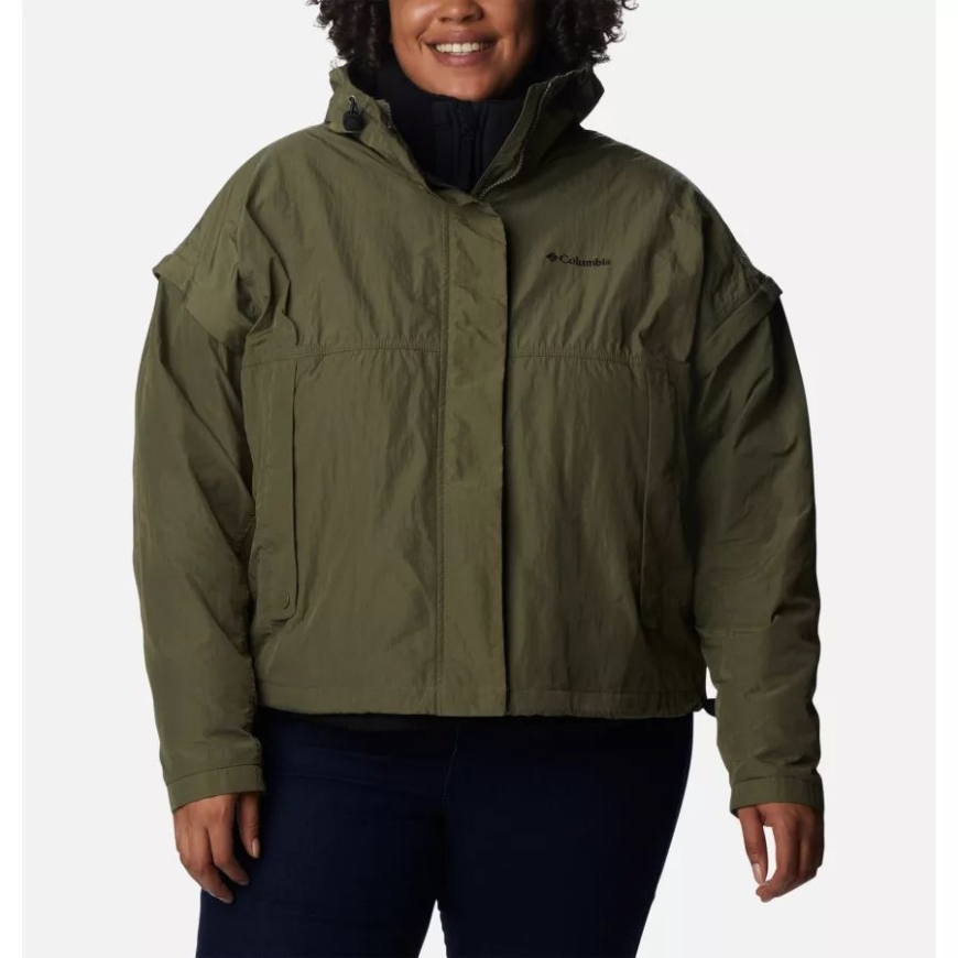 レディース ローレルウッド インターチェンジ ジャケット プラスサイズ ストーン グリーン コロンビア