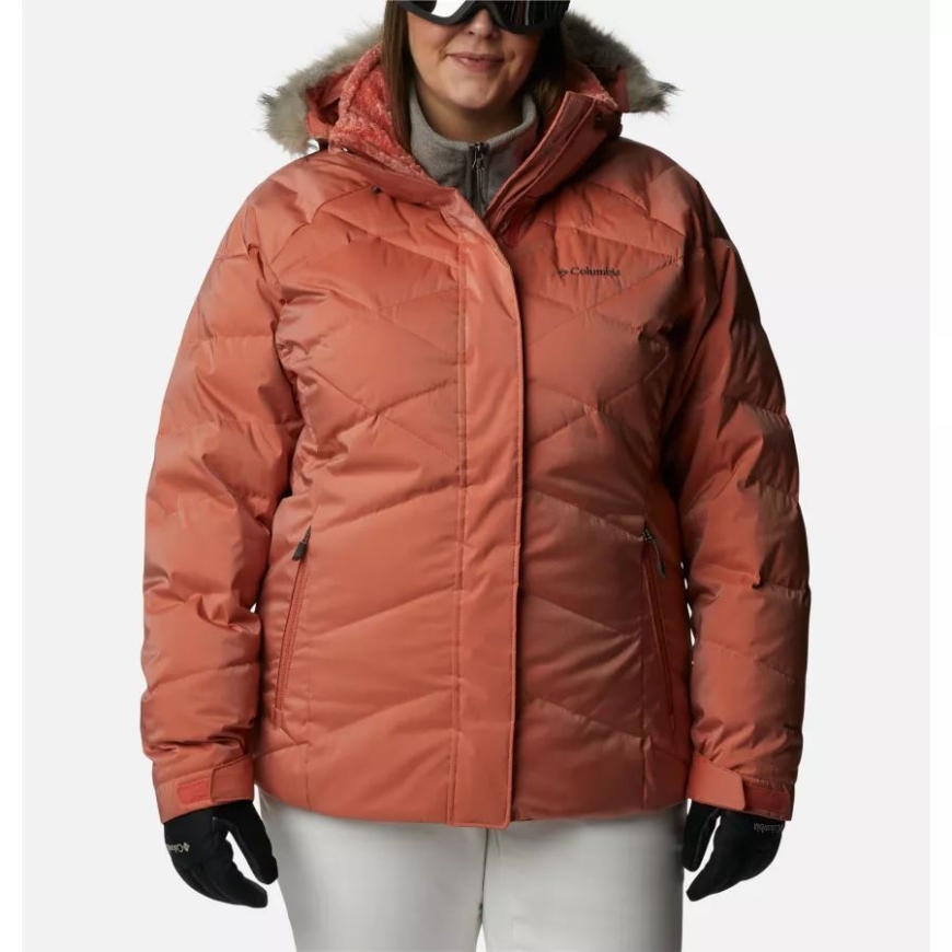 レディース レイ ダウン II ジャケット プラスサイズ コロンビア ダークコーラル シーン