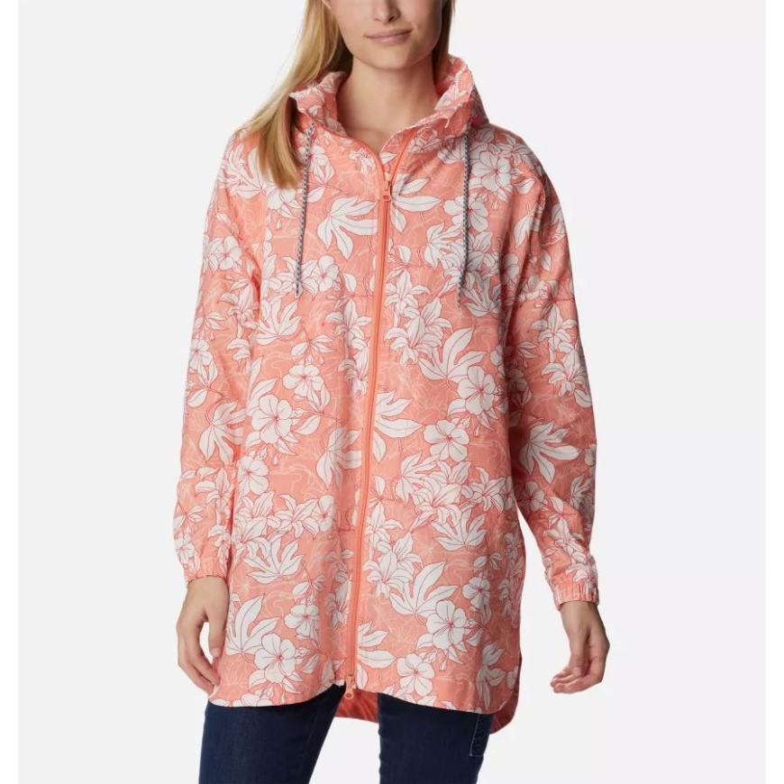 レディースリトルフィールドプリントロングジャケットコロンビアコーラルリーフレイクショアフローラルプリント