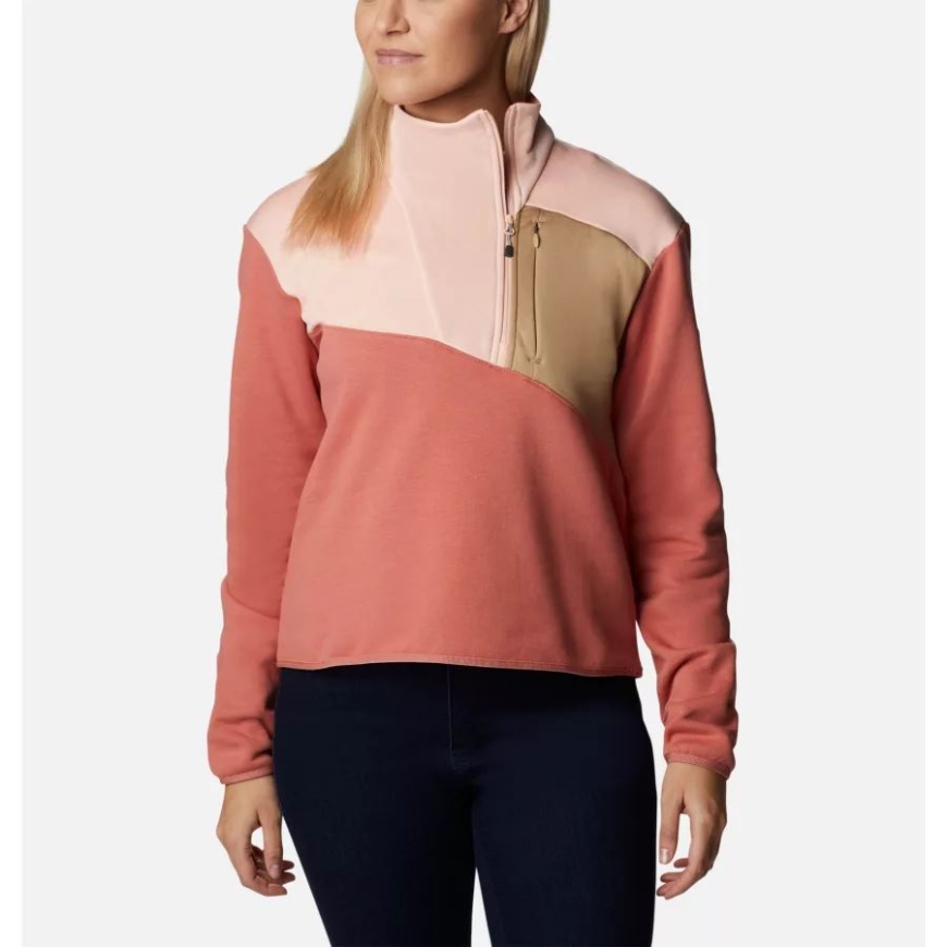 レディース ロッジ ハイブリッド プルオーバー ダークコーラル/ピーチブロッサム コロンビア