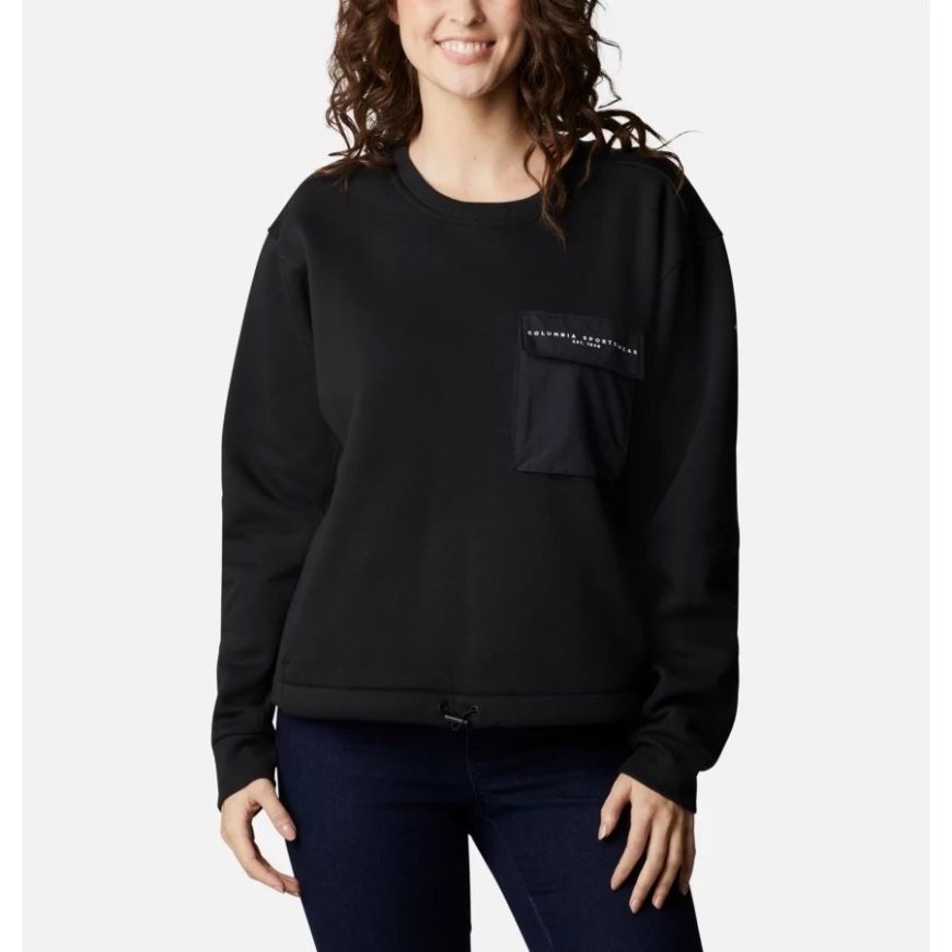 レディース ロッジ III クルー スウェットシャツ コロンビア ブラック