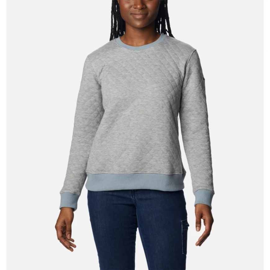 レディース ロッジ キルティング クルーネック スウェットシャツ コロンビア ライトグレー ヘザー