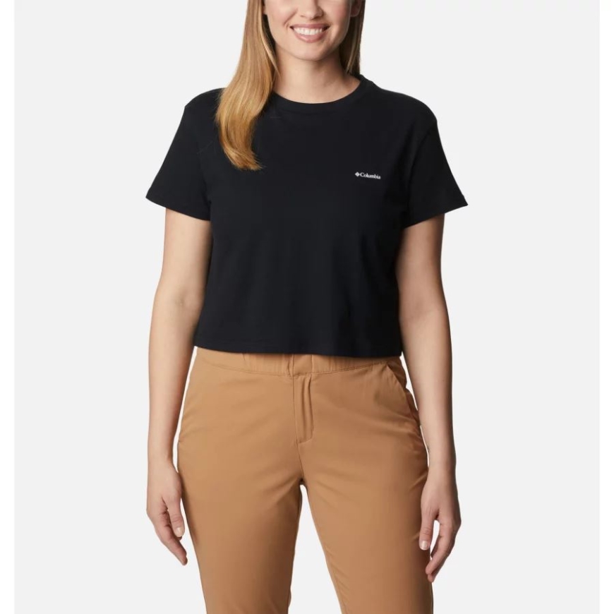 ウィメンズ ノース カスケード グラフィック クロップド Tシャツ ブラック/チョーク ドッティ 変装 コロンビア