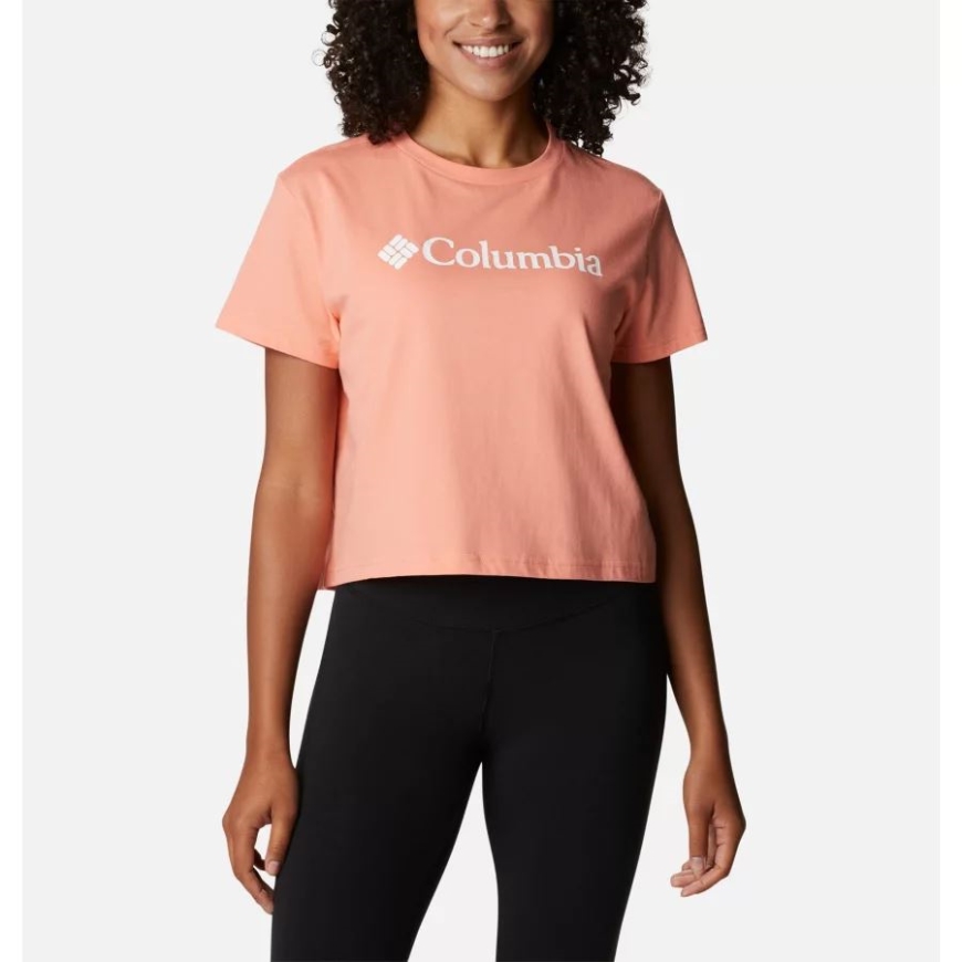 ウィメンズ ノース カスケード グラフィック クロップド Tシャツ コーラル リーフ/ホワイト ロゴ コロンビア