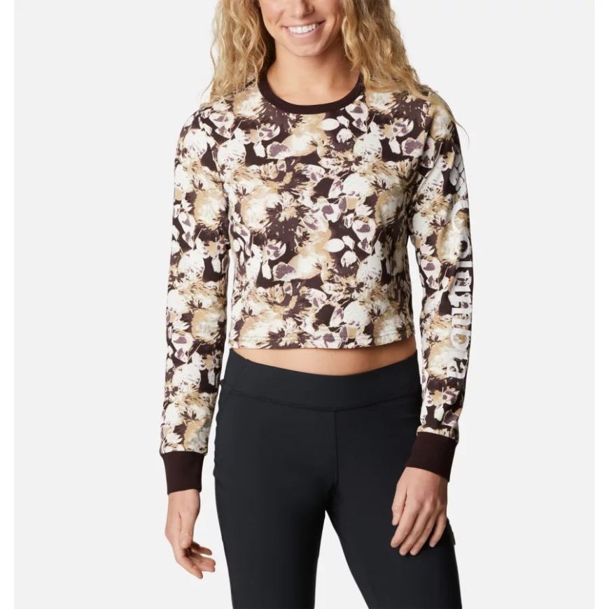 レディースノースカスケード長袖クロップドプリントTシャツコロンビアニューシンダーソラリゼーションプリント