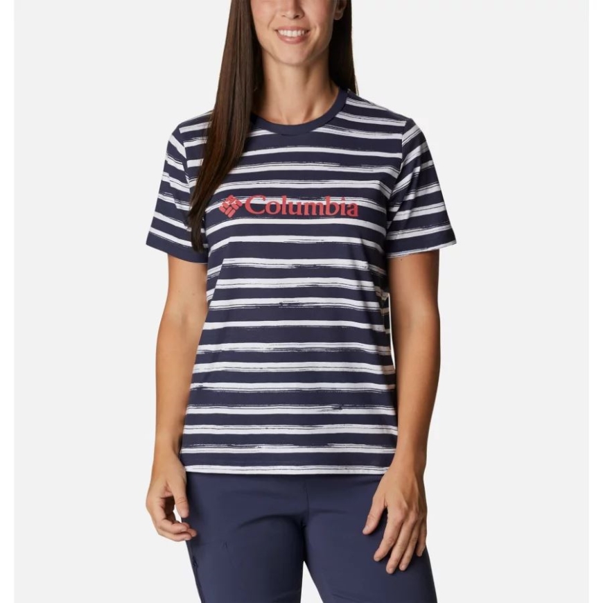 レディースノースカスケードプリントTシャツホワイトブラッシュストライプコロンビア