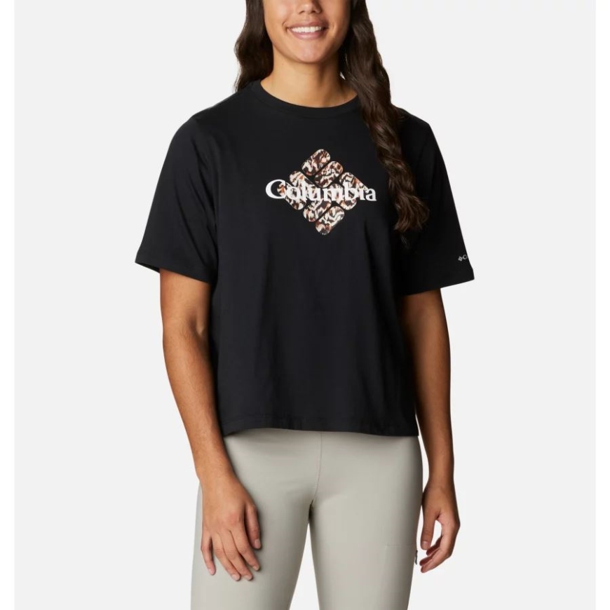 レディース ノース カスケード リラックス Tシャツ ブラック/センタード ジェム テクスチャード Mtn コロンビア