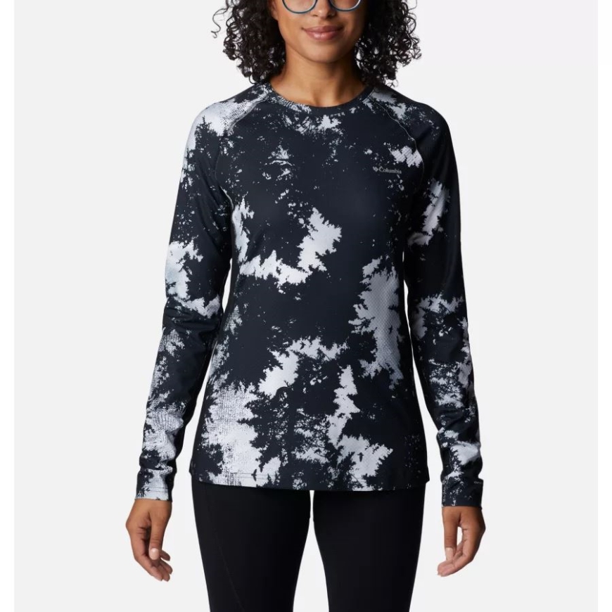 ウィメンズ オムニヒート インフィニティ ニット ベースレイヤー クルー ホワイト ルックアップ プリント コロンビア