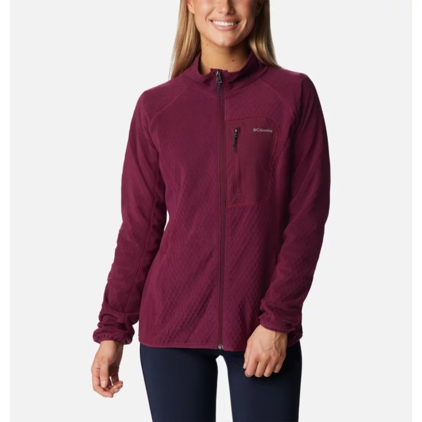 ウィメンズ アウトドア トラック フルジップ フリース ジャケット マリオンベリー/オーラ コロンビア
