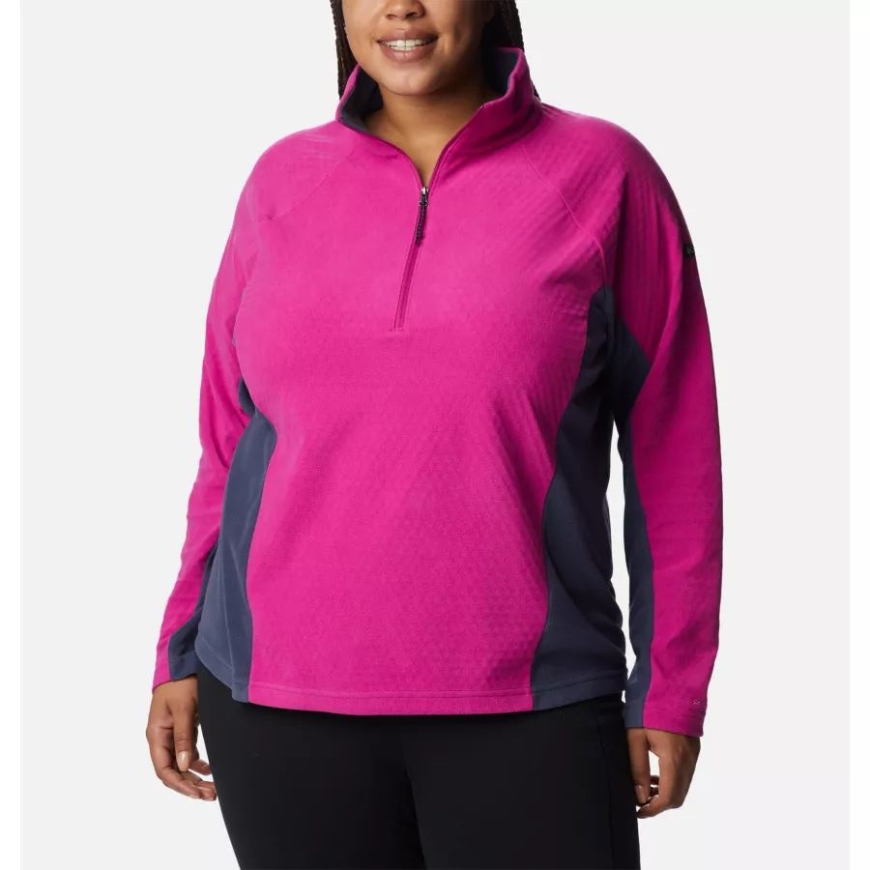 レディース オーバーロード パス ハーフジップ プラスサイズ ワイルド フクシア/ノクターナル コロンビア