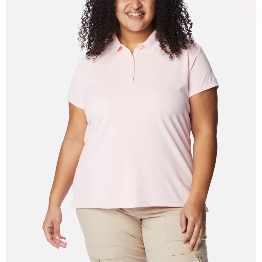 レディース Pfg Innisfree 半袖ポロシャツ プラスサイズ サテンピンク コロンビア