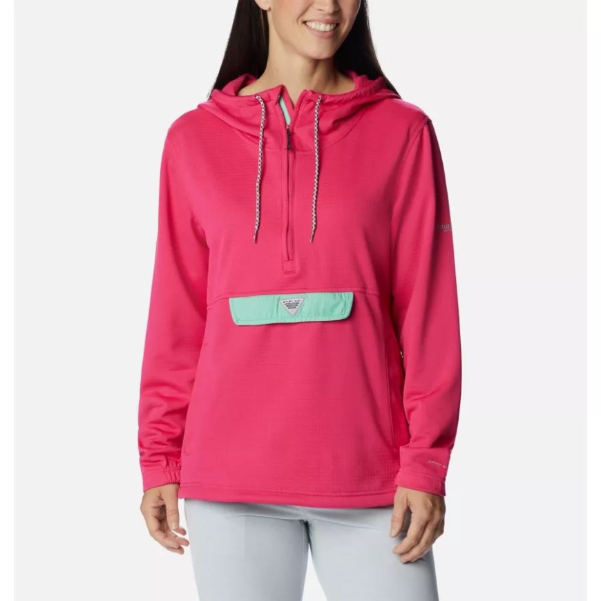 ウィメンズ Pfg スキフ ガイド フリース アノラック コロンビア サボテン ピンク/ケルプ