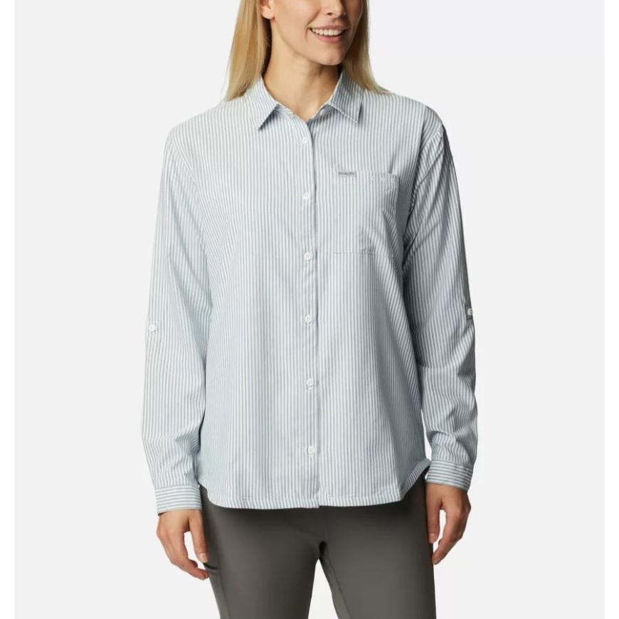 レディース PFG サン ドリフター ウーブン ロング スリーブ シャツ コロンビア カーボン/オックスフォード ストライプ