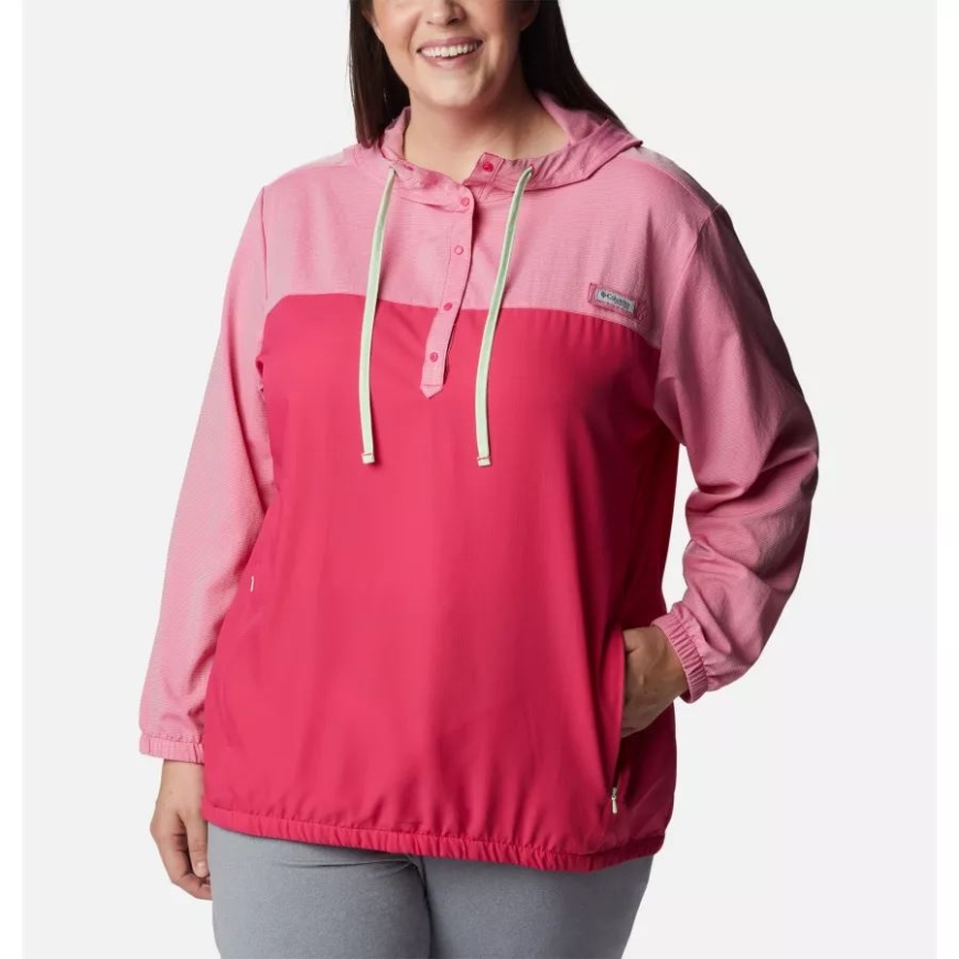 レディース Pfg タミアミ パーカー プラスサイズ コロンビア サボテン ピンク/キーウェスト
