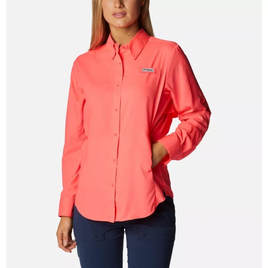 レディース Pfg タミアミ Ii 長袖シャツ コロンビア ネオンサンライズ