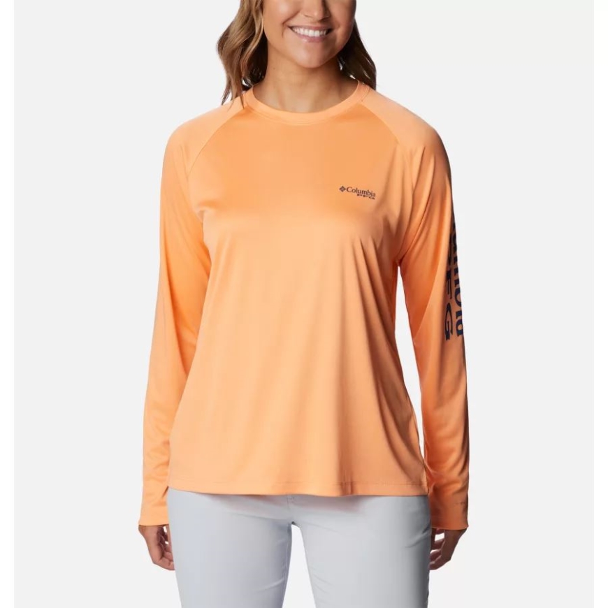 レディース Pfg タイダル ティー Ii ロング スリーブ シャツ コロンビア ブライト ネクター/カーボン ロゴ