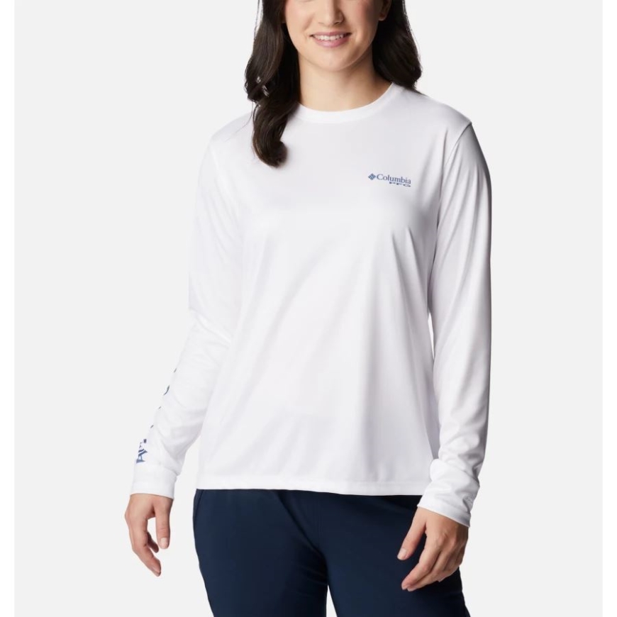 レディース Pfg タイダル ティー セイルフィッシュ フレア ロング スリーブ シャツ コロンビア ホワイト/ブルーストーン オーロラ フィッシュ