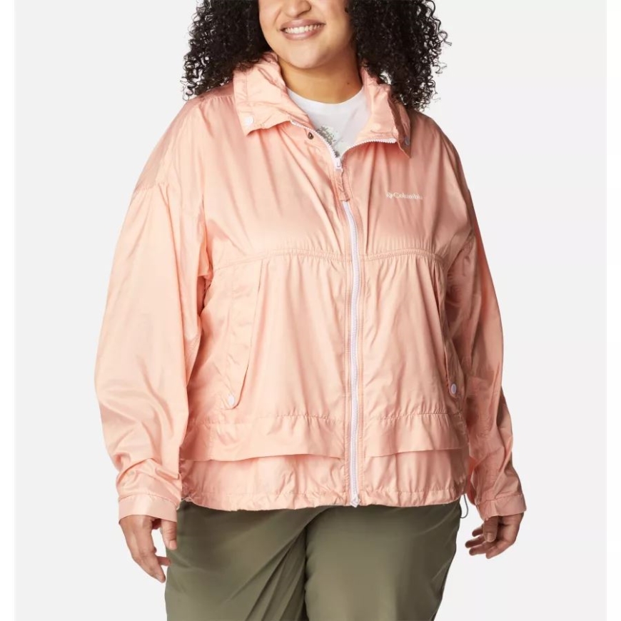 レディース パラキューティー ウィンドブレーカー プラスサイズ ピンク ドーン コロンビア