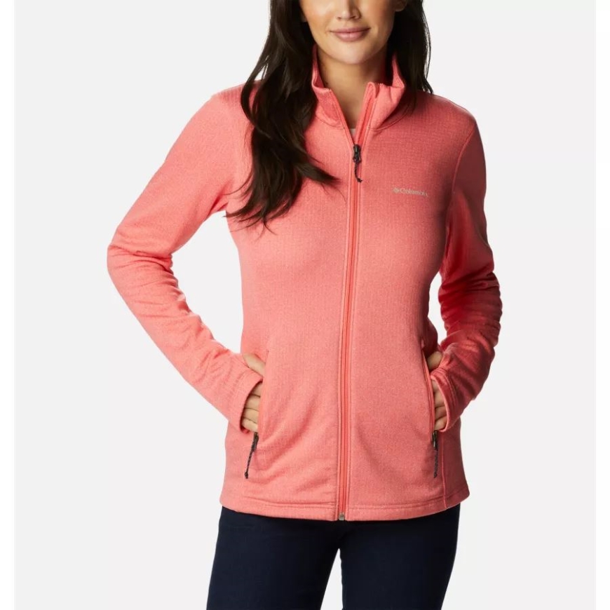 ウィメンズ パーク ビュー グリッド フリース フルジップ ブラッシュ ピンク ヘザー コロンビア
