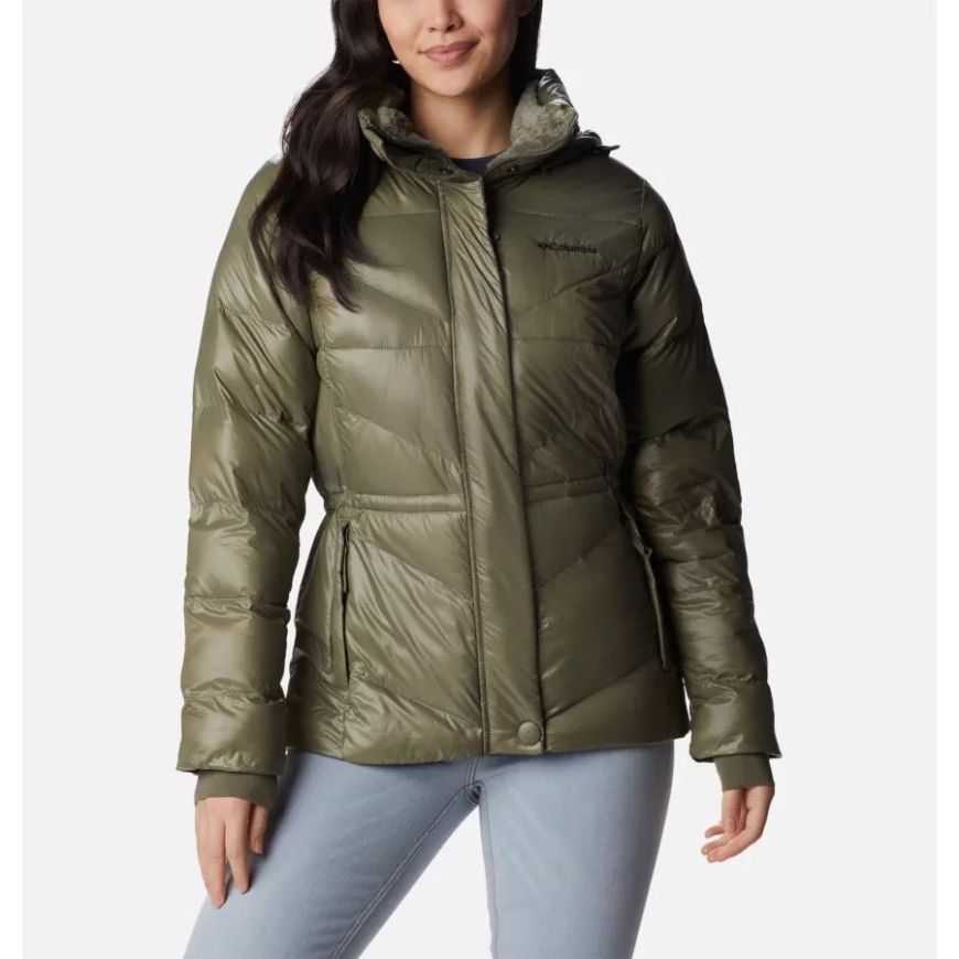 レディース ピーク トゥ パーク II 断熱フード付きジャケット コロンビア ブランド ストーン グリーン ガンメタル