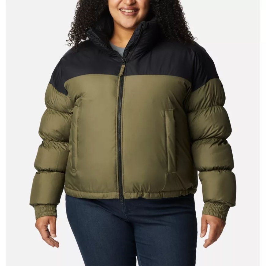 レディース パイク レイク クロップド ジャケット プラスサイズ ストーン グリーン/ブラック コロンビア