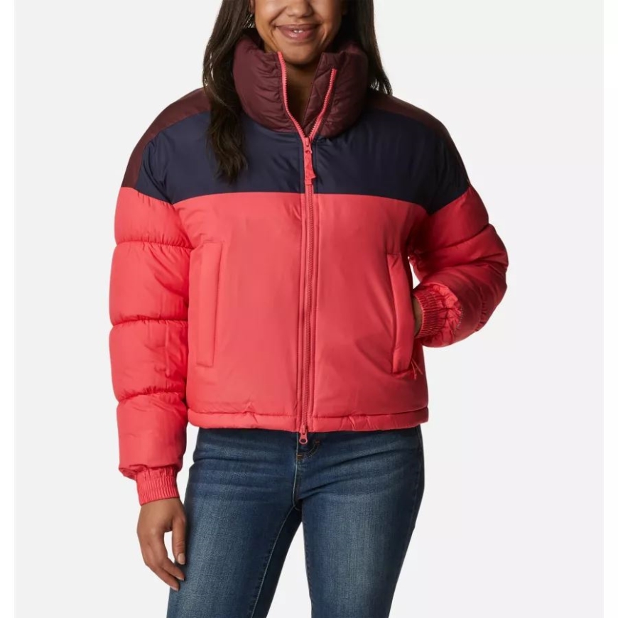 レディース パイク レイク インサレーテッド クロップド パファー ジャケット ブライト ゼラニウム/ダーク ノクターナル/マルベック コロンビア