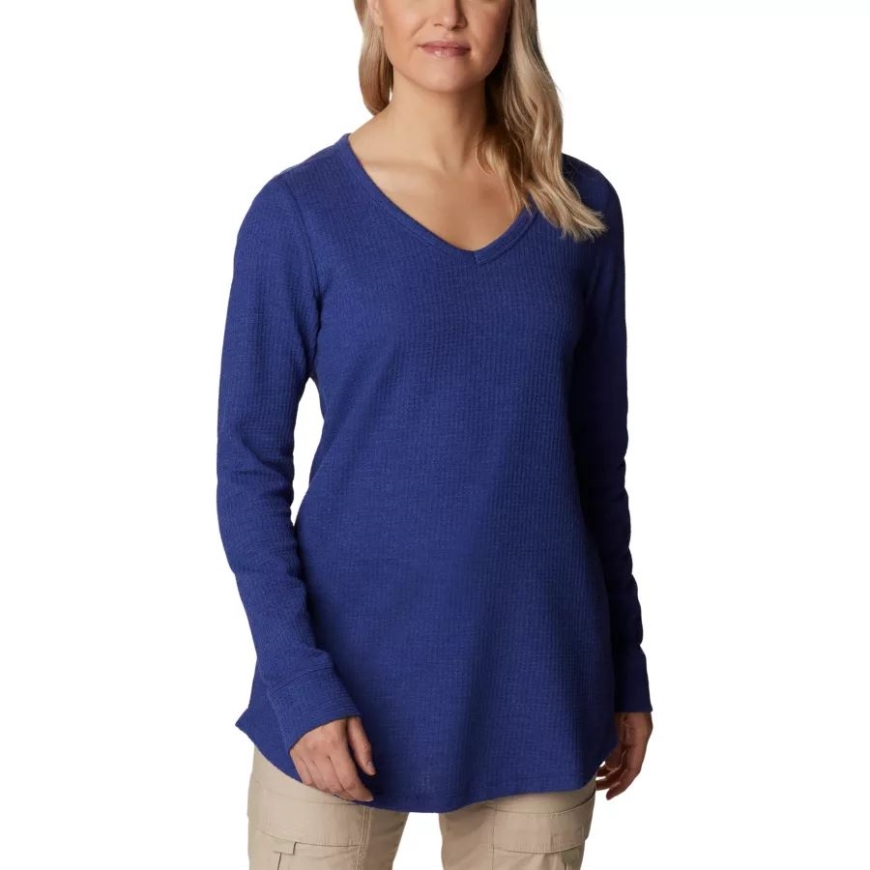 女性用パインピーク長袖サーマルチュニックダークサファイアヘザーコロンビア