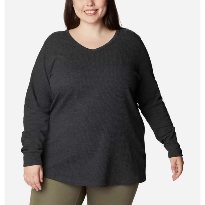 女性用パインピーク長袖サーマルチュニックプラスサイズコロンビアブラックヘザー