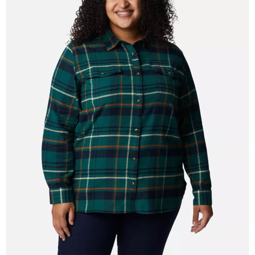 レディース パイン ストリート ストレッチ フランネル プラスサイズ コロンビア スプルース シンプル タータン