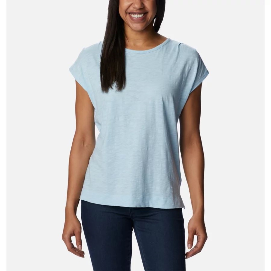 レディース ポイントロマ Tシャツ 春 ブルー コロンビア