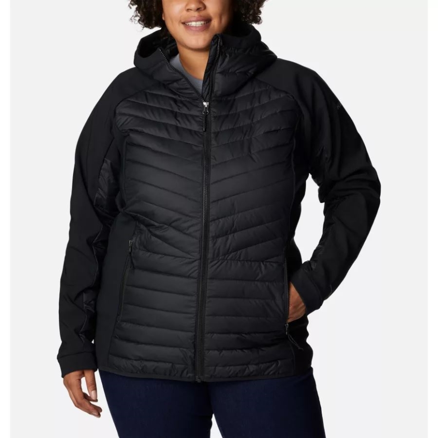 レディース パウダー ライト ハイブリッド フード付きジャケット プラスサイズ ブラック コロンビア