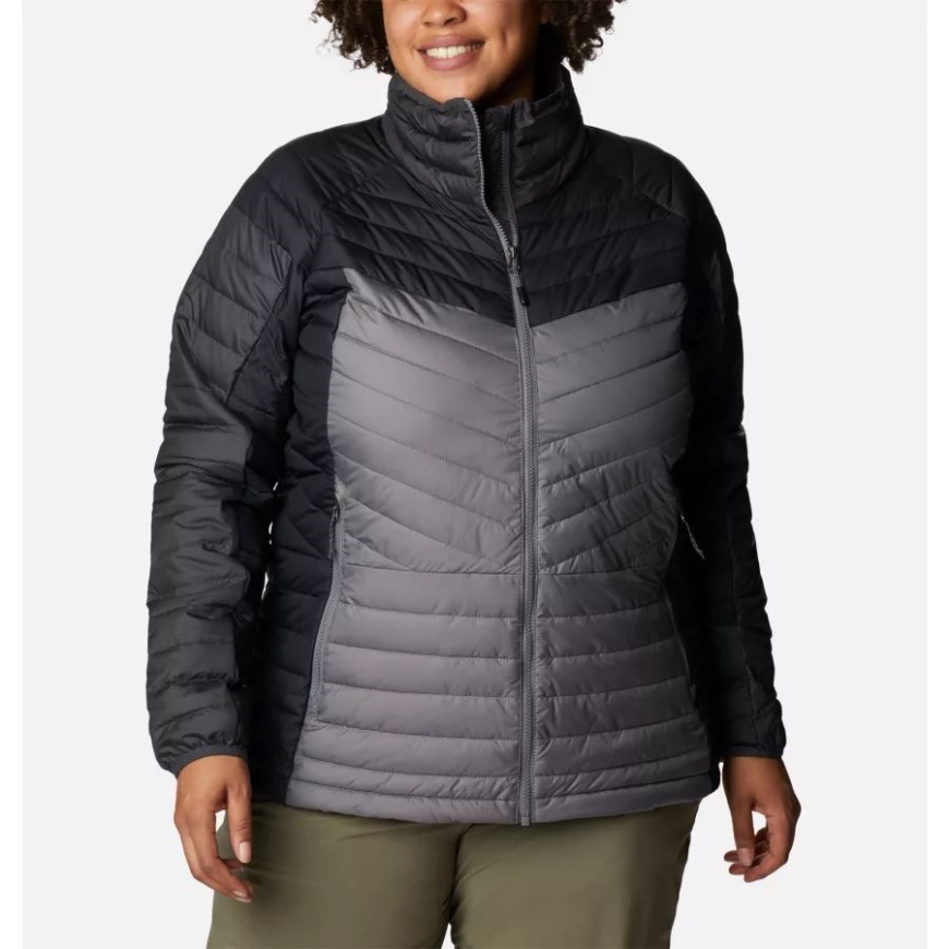 レディース パウダー ライト II フルジップ インサレーテッド ジャケット プラスサイズ コロンビア シティ グレー/シャーク/ブラック