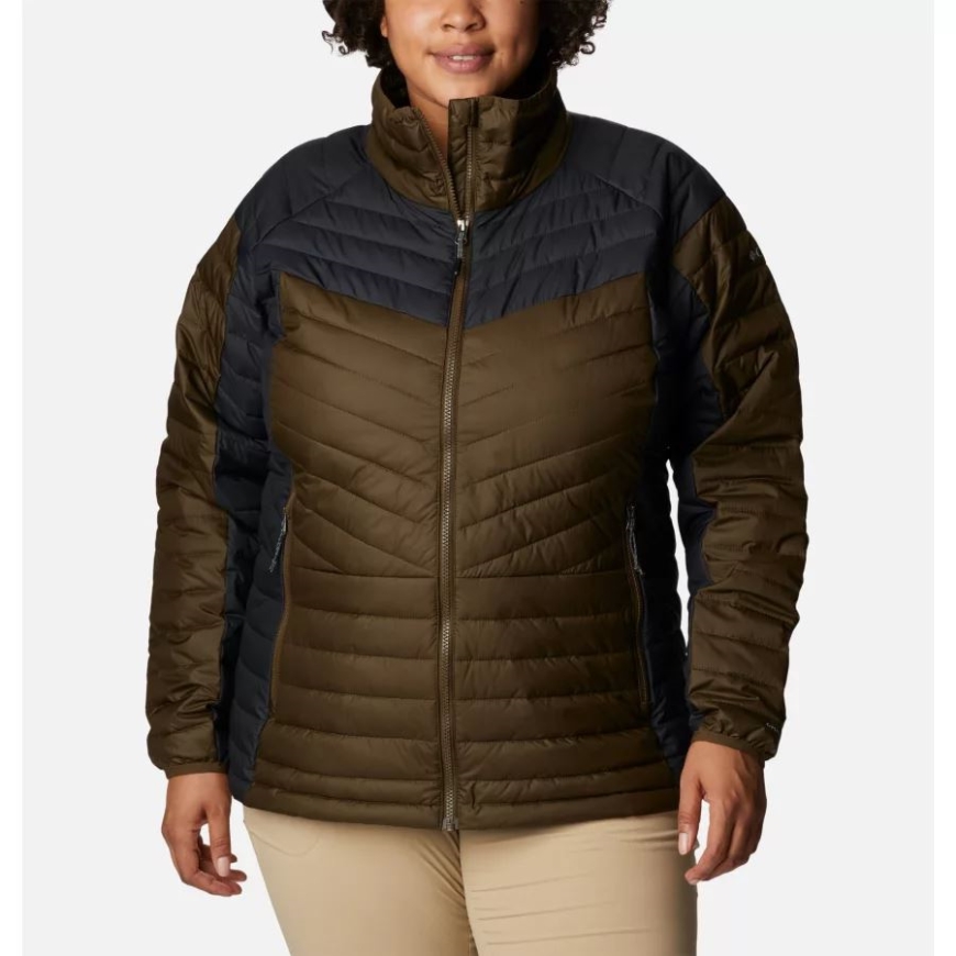 ウィメンズ パウダー ライト II フル ジップ インサレーティッド ジャケット プラス サイズ オリーブ グリーン/ブラック コロンビア