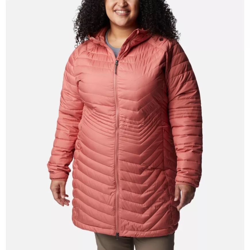 レディース パウダー ライト ミッド ジャケット プラスサイズ コロンビア ダークコーラル