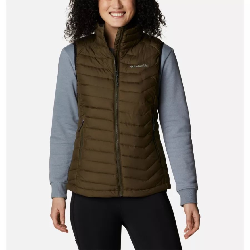 レディース パウダー ライト ベスト オリーブ グリーン コロンビア ブランド