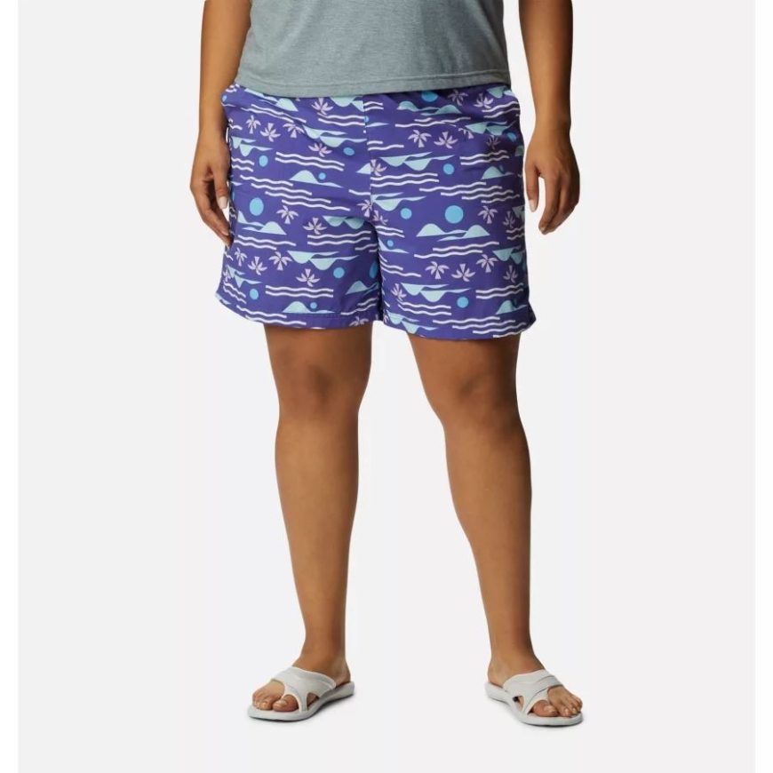 レディース サンディ リバー II プリント ショーツ プラスサイズ パープル ロータス/シーサイド マルチ コロンビア