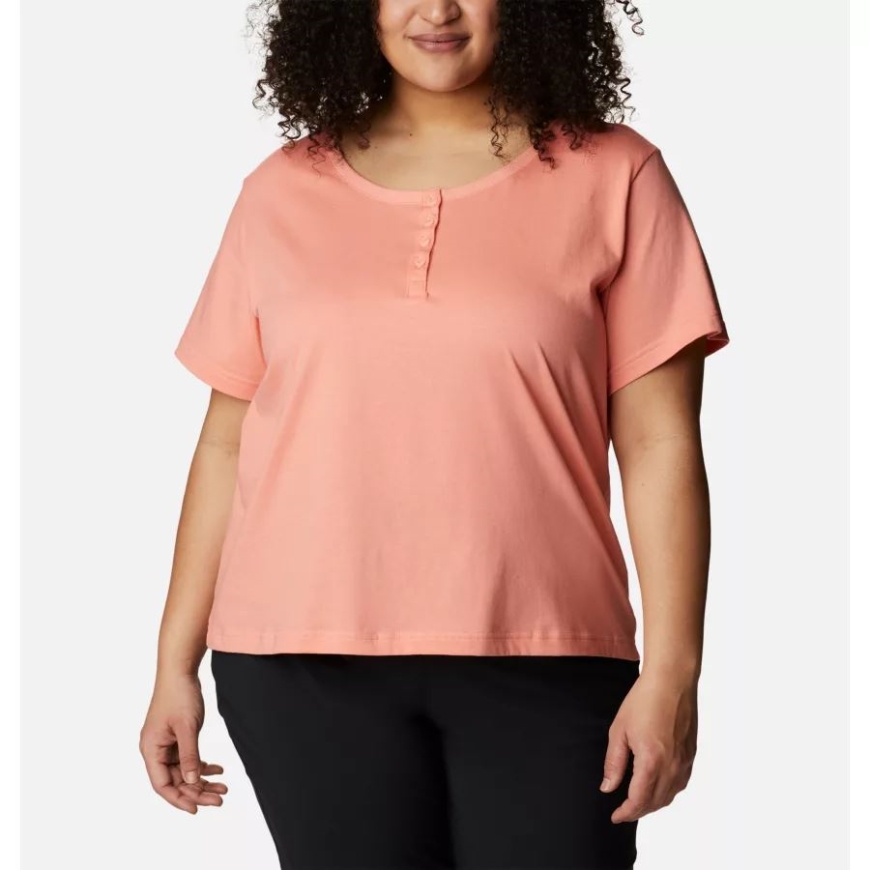 女性用サファイア ポイント ヘンリー プラス サイズ コロンビア コーラル リーフ