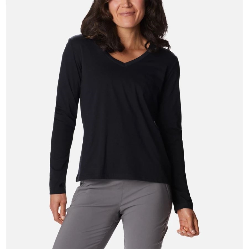 レディースサファイアポイントロングスリーブシャツブラックコロンビア.