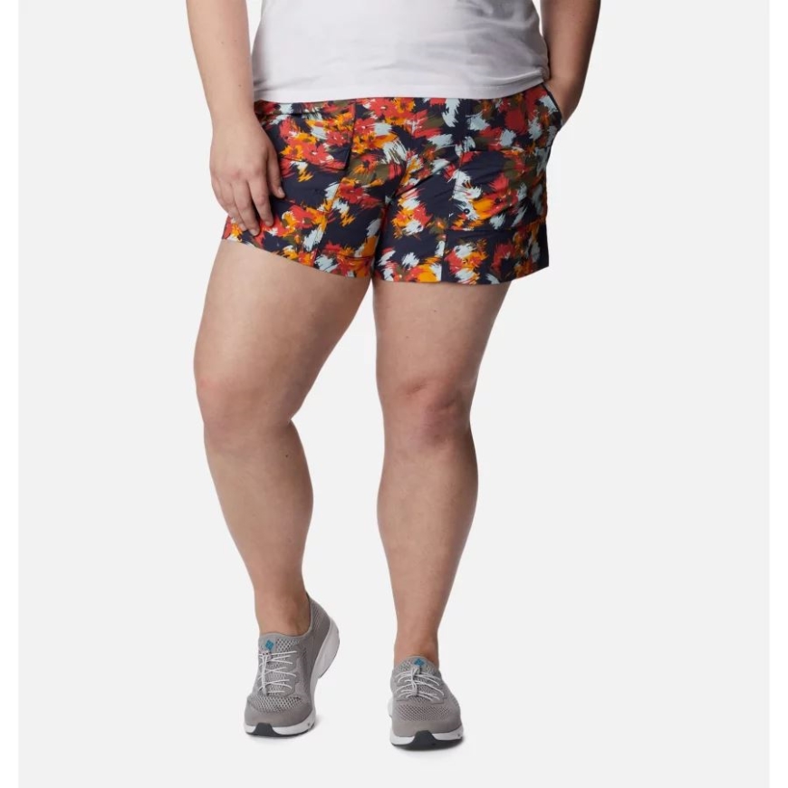 レディース サマードライ カーゴショーツ プラスサイズ 夜行性台風 ブルーム マルチコロンビア