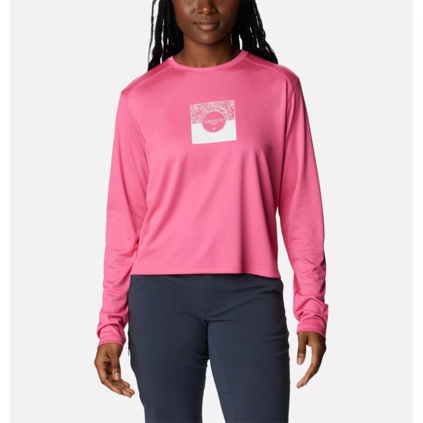 レディース Summerdry グラフィック長袖シャツ コロンビア ワイルド ゼラニウム/csc スプリット リーフ グラフィック