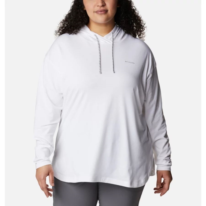 女性用サントレック フード付きプルオーバー プラスサイズ コロンビア ホワイト