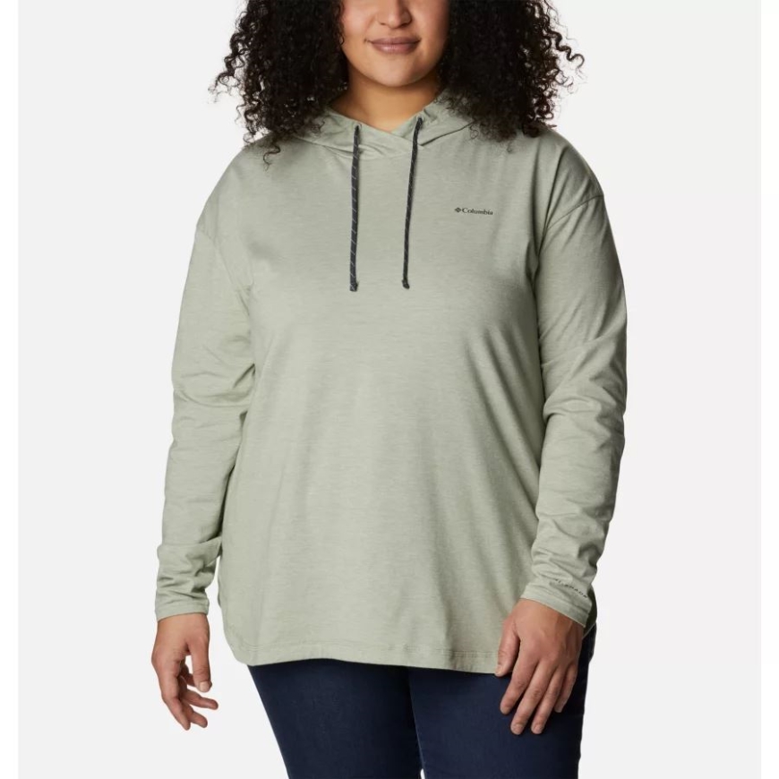 レディース サン トレック フード付きプルオーバー プラスサイズ サファリ ヘザー コロンビア