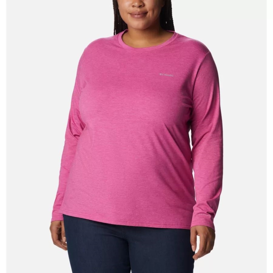 レディース サン トレック 長袖 Tシャツ プラスサイズ ワイルド フクシア ヘザー コロンビア