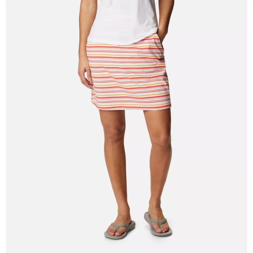 女性のサントレック スカート 赤いハイビスカス 気候変動 ストライプ コロンビア