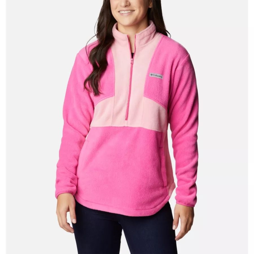 ピンクのカラーブロックでタフな女性用テスト済み ハーフジップ フリース プルオーバー ピンク アイス/ピンク オーキッド コロンビア